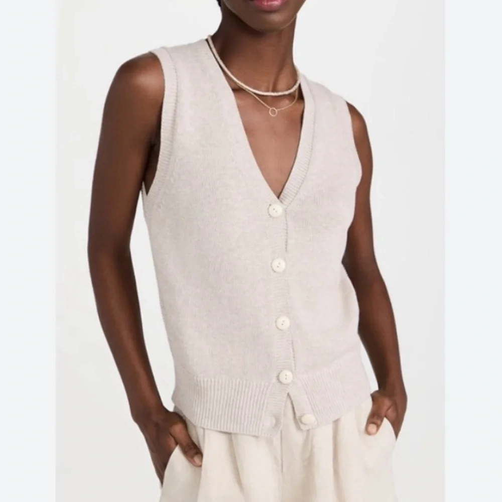 Alex Mill Emilia Sweater Vest Oatmeal Cotton Linen - Picture 2 of 9